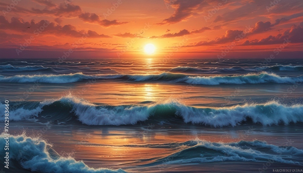 Twilight Hues: Sea Serenade Horizon View Abstract