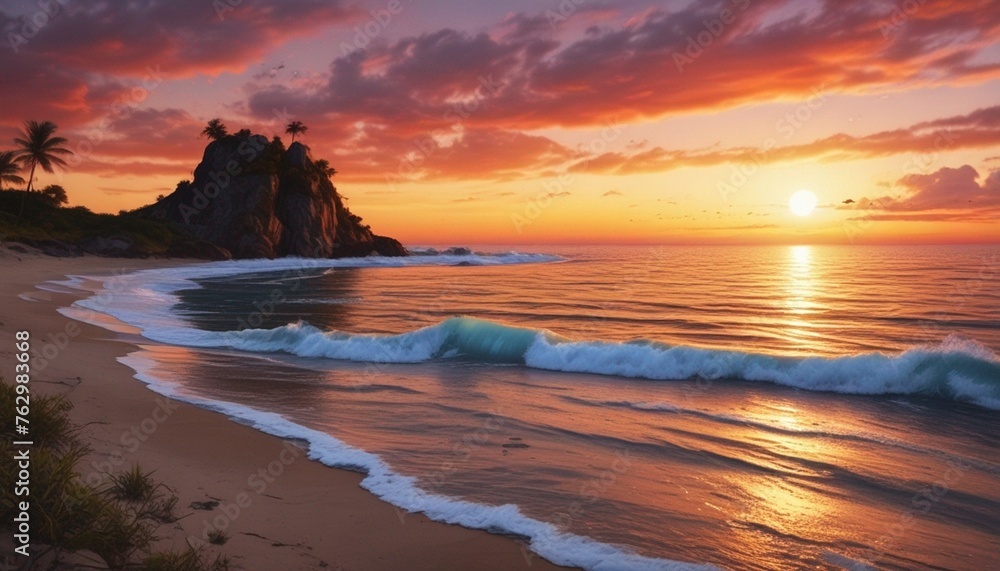 Tropical Horizon: Coastal Dreamscape at Sunset