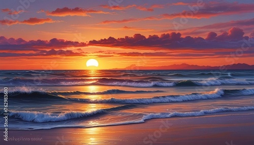 Coastal Sunset Colors: Sunset Shadows Evening by the Sea Abstract