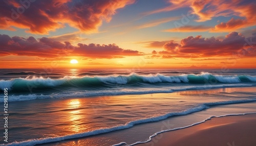 Blissful Beach Scene: Unforgettable Sunset Abstract
