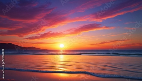 Spectacular Evening View: Sun Setting Over the Sea