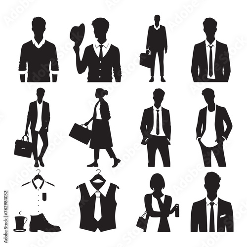 Trendsetting Business Casual Silhouette Ensemble - Embracing the Spirit of Modern Workplace Fashion with Business Casual Illustration - Minimallest Business Casual Vector 