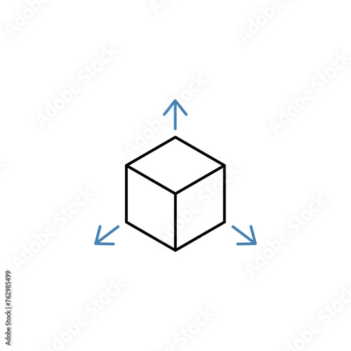 three dimensional concept line icon. Simple element illustration. three dimensional concept outline symbol design.