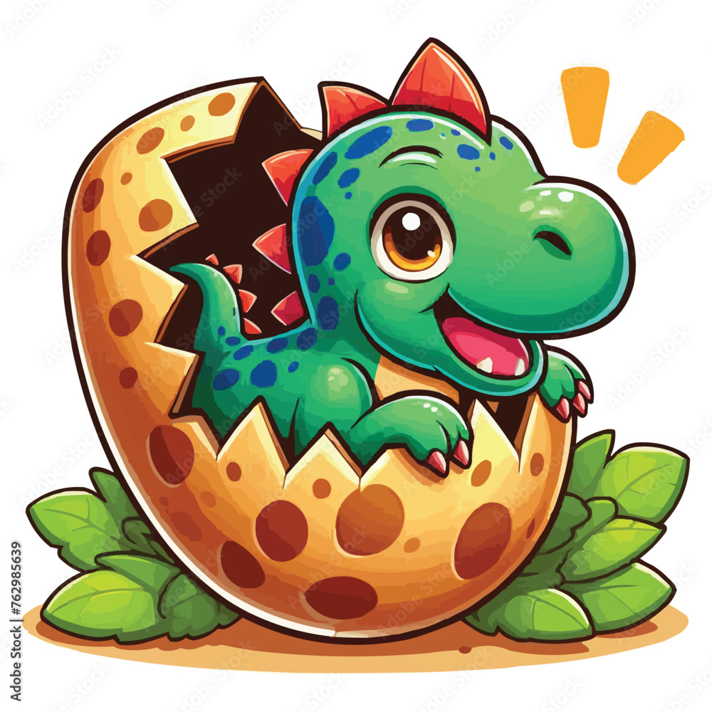 vector Cartoon baby spinosaurus hatching from egg vector Cartoon baby spinosaurus hatching from egg