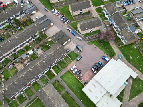 Aerial View of Residential Estate at  North Luton City of England UK