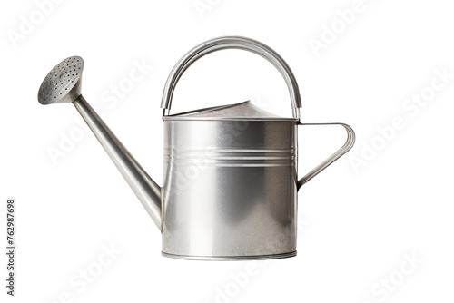 Metal Watering Can With Handle. On a White or Clear Surface PNG Transparent Background..