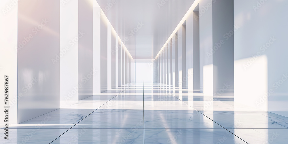 Obraz premium Modern empty light hall room with blank white