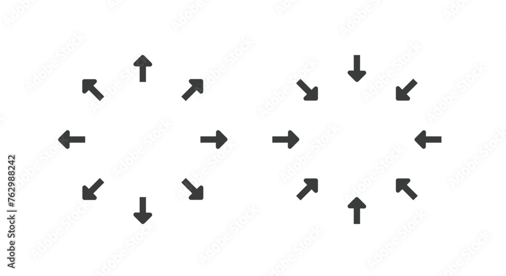 Increase decrease radial arrows icon vector, expand shrink ui simple symbol, resize scale up down sign, expansion reduction element size tool, getting smaller bigger circle, maximize minimize image Increase decrease radial arrows icon vector, expand shrink ui simple symbol, resize scale up down sign, expansion reduction element size tool, getting smaller bigger circle, maximize minimize image
