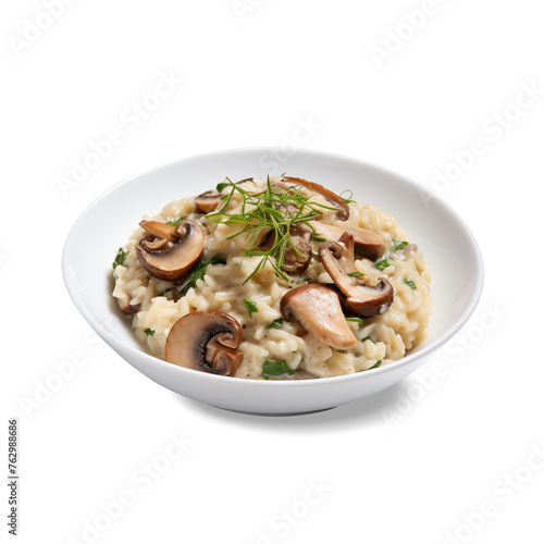 mushroom risotto isolated on white
