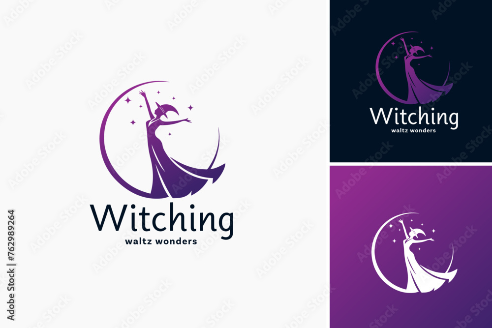 Witching Waltz Wonder Logo Template blends enchantment and elegance, perfect for mystical events or entertainment brands.
