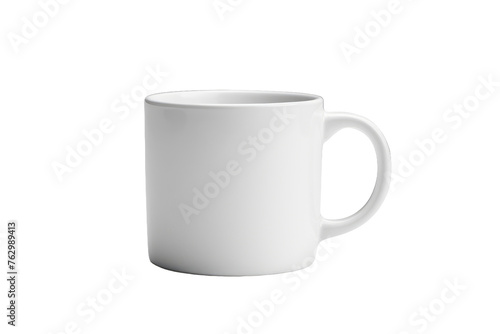 White Coffee Mug on White Background. On a White or Clear Surface PNG Transparent Background..