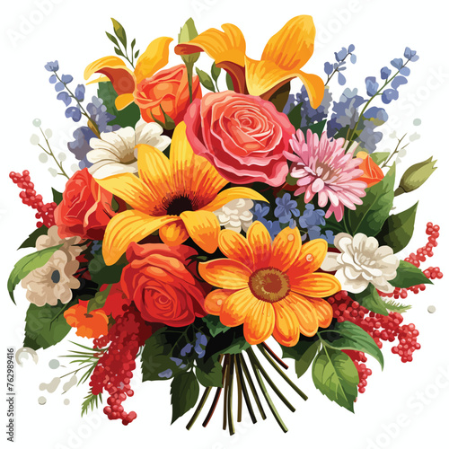 Bouquet of Flowers Clipart clipart isolated on white