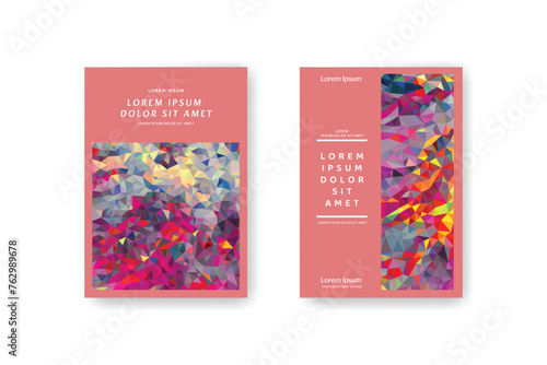 Low poly vertical abstract colorful flyers, collections of A4 size covers, set backgrounds