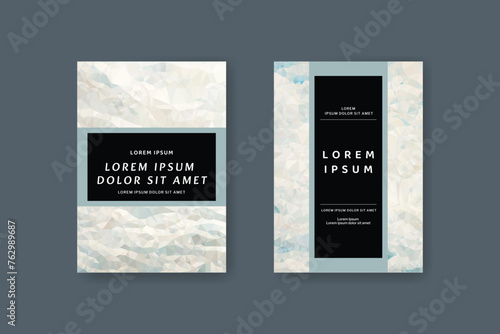 Low poly vertical abstract white and black flyers, collections of A4 size covers with sky and clouds, set backgrounds