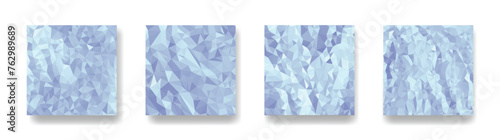 Low poly vertical abstract light blue backgrounds set, collections of square size covers,  trendy