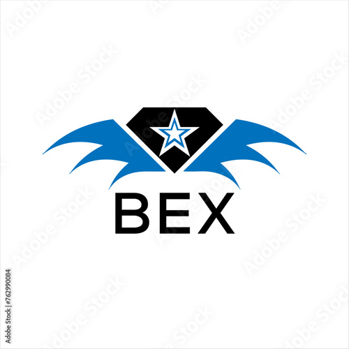 BEX letter logo. technology icon blue image on white background. BEX Monogram logo design for entrepreneur and business. BEX best icon.	
 photo