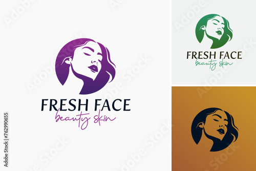 Fresh Face Beauty Skin Logo Template embodies freshness and elegance, ideal for skincare brands or beauty clinics.