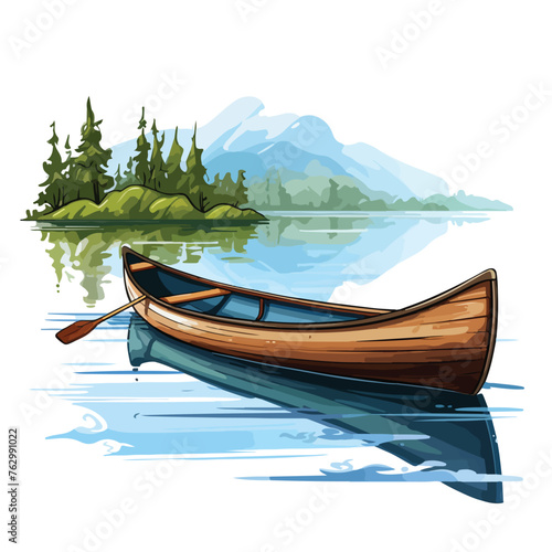 Canoe in Lake Clipart clipart isolated on white background