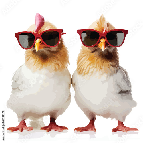 Chickens with sunglasses clipart clipart isolated on white background 
