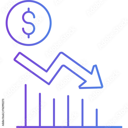 Dollar Value Decrease icon which can easily edit and modify