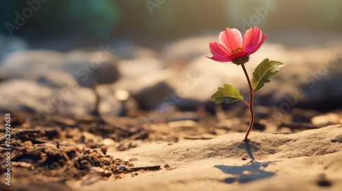 pink flower in the sand