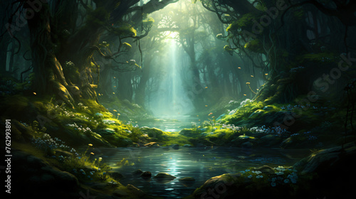 A magical forest where time flows backwards with trees © Cybonix