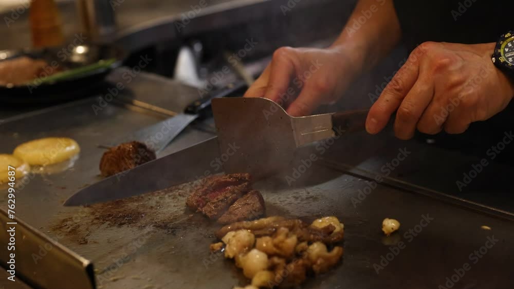 Expert Teppanyaki Chef at Work Expert Teppanyaki Chef at Work