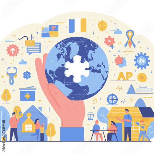 Flat international asperger day illustration