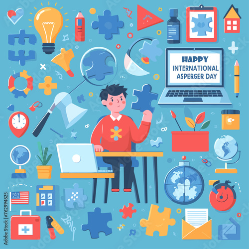 Flat international asperger day illustration