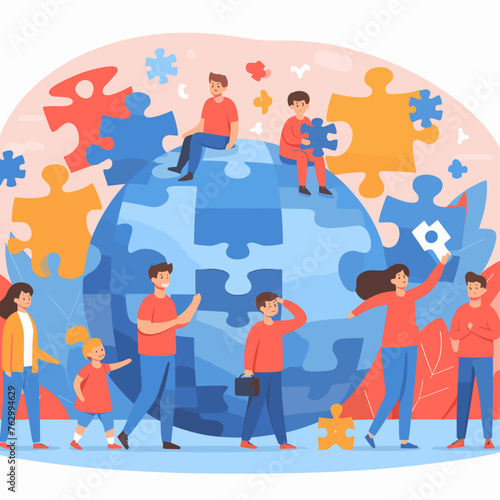 Flat international asperger day illustration
