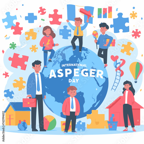 Flat international asperger day illustration