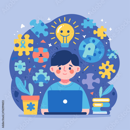 Flat international asperger day illustration