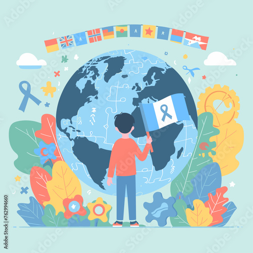 Flat international asperger day illustration