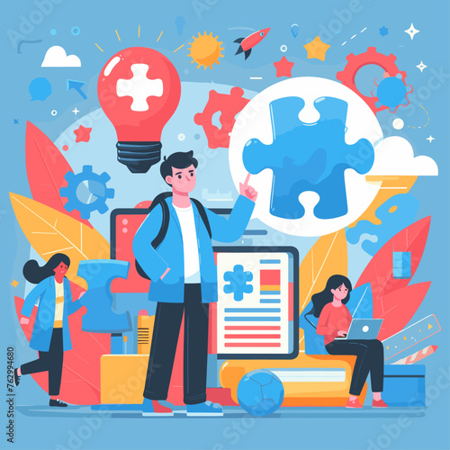Flat international asperger day illustration