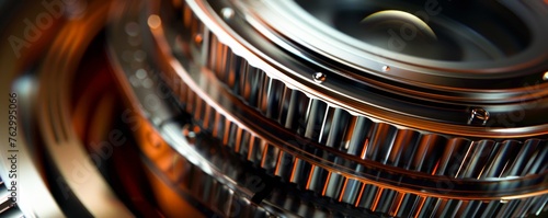 The intricate layers of lens elements in a DSLR lens revealed through a closeup that emphasizes optical depth photo