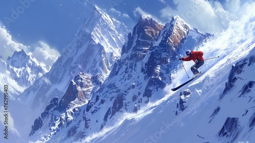 Skier Flying Through the Air on Skis