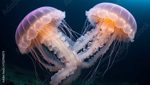A Jellyfish With Tentacles That Light Up The Deep Upscaled © Elif