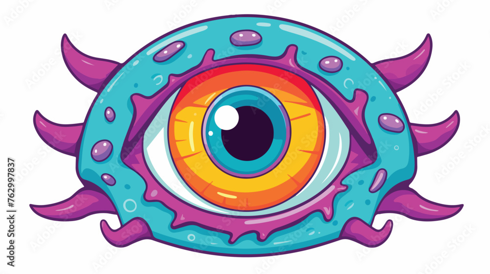 A cartoon illustration of an eyeball monster  - obrazy, fototapety, plakaty 