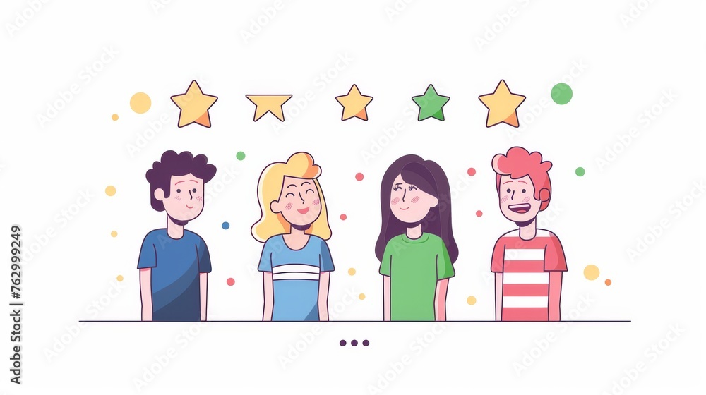 Surveys are being taken by customers. This flat design style minimal modern illustration depicts a customer satisfaction survey. Surveys are being taken by customers. This flat design style minimal modern illustration depicts a customer satisfaction survey.