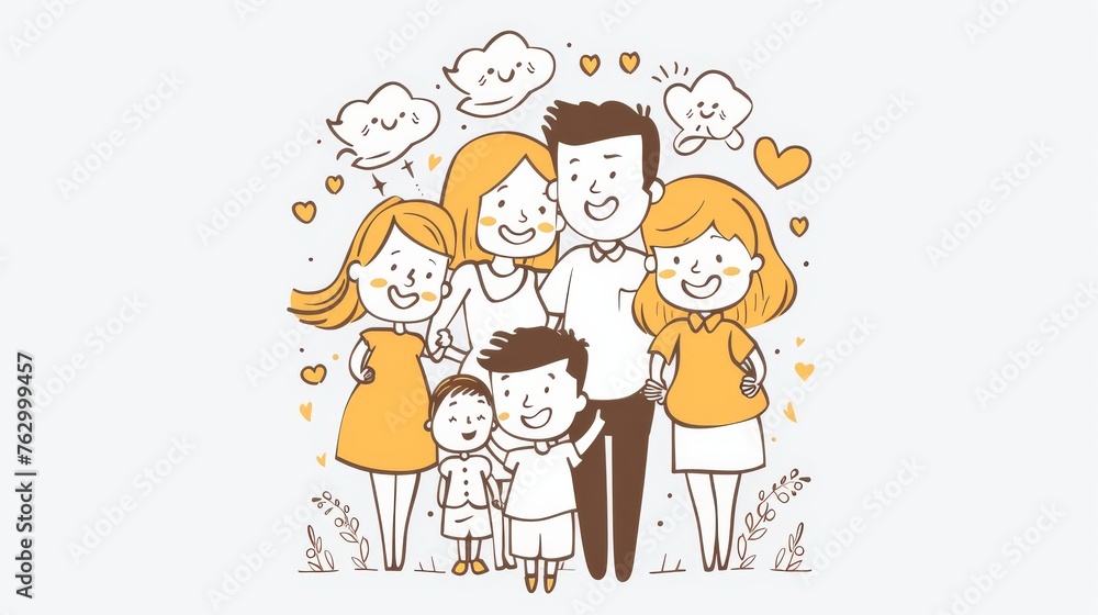 A modern illustration flat design of a happy family A modern illustration flat design of a happy family