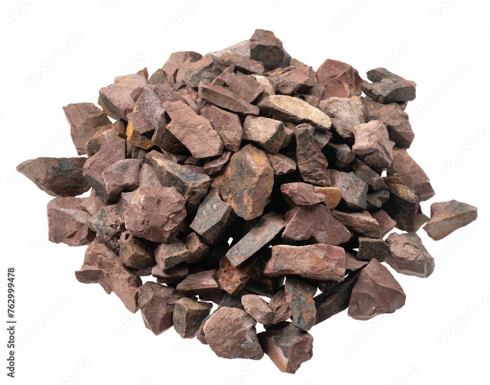 crushed stone crumb isolated white background close-up. rubble in a heap. natural decorative primer for designers. fraction texture crushed stone crumb isolated white background close-up. rubble in a heap. natural decorative primer for designers. fraction texture