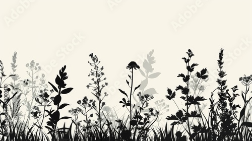 A modern background featuring wild herbs and flowers #763000410