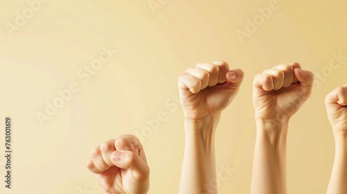 Illustration of Hands Clenched into Fists in a Sign of Enthusiasm, Their Energy Palpable as They Thrust into the Air with Excitement. Dynamic Enthusiasm Concept.