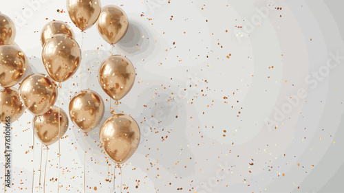 gold balloons with confetti and gold foil on a white background. © 酸 杨