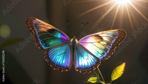 A Butterfly With Iridescent Wings Shimmering In Th Upscaled 2