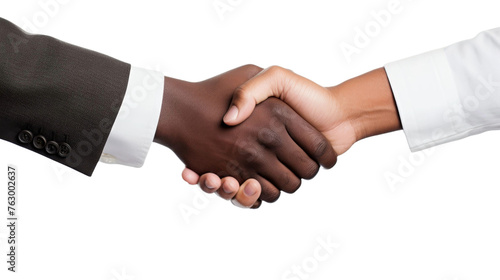 white and african american businessman handshake on a white isolated background