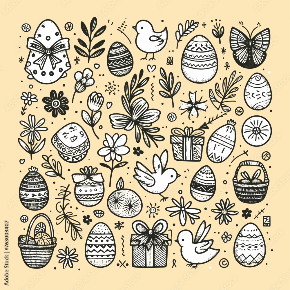 Hand drawn easter pattern Hand drawn easter pattern