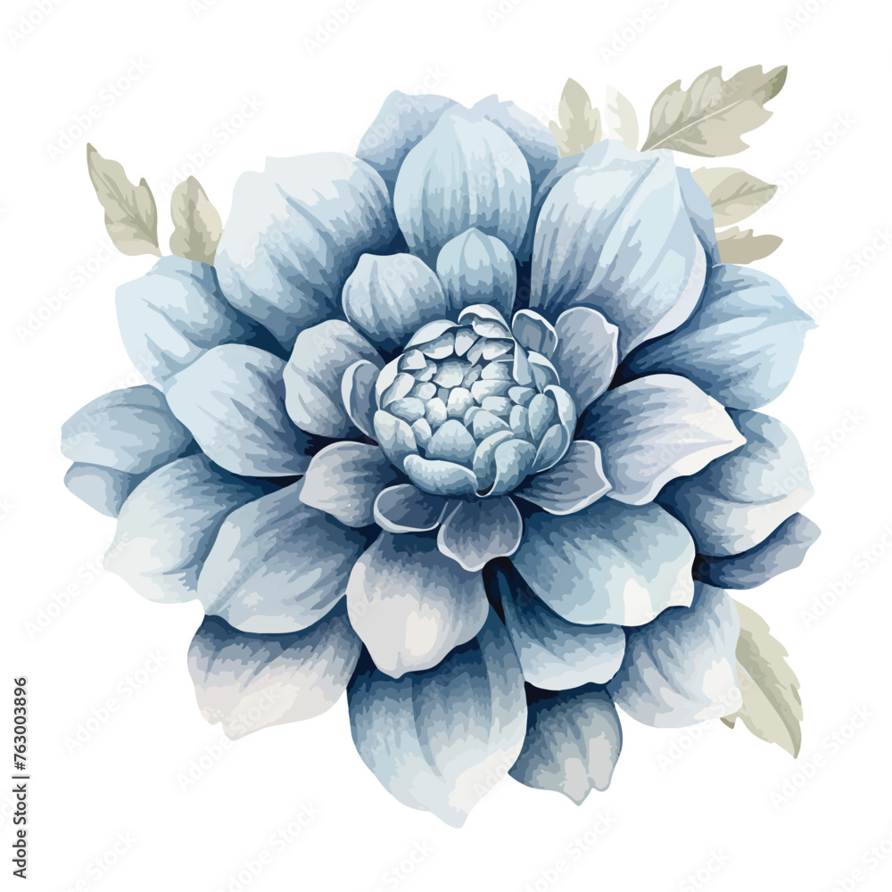 Dusty Blue Flower clipart isolated on white background