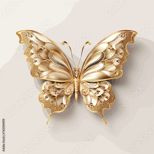 Elegant Golden Butterfly Clipart