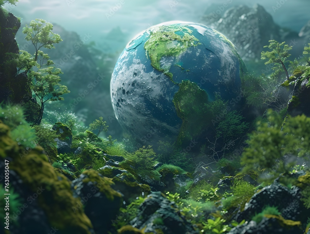 Lush Green Planet Encompassing the Wonders of Nature's Resilience